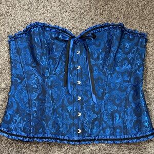 Blue Brocade Corset Top Ren Faire Fairycore
